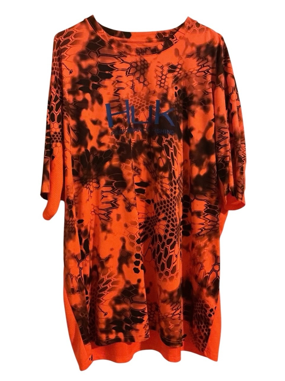 Huk Performance Fishing Shirt Men’s 3XL XXXL Orange Kryptek Camo Short Sleeve